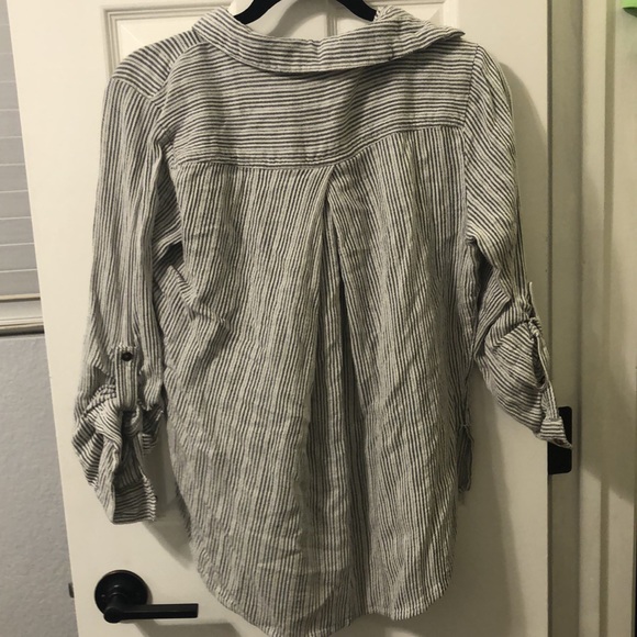 Sonoma Black and White Striped 3/4 Length Sleeve Short. Size PS. - Picture 3 of 5